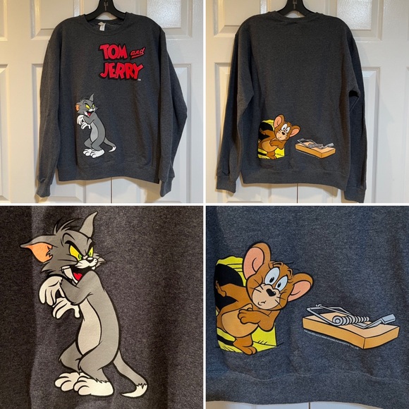TOM & JERRY Graphic Print Sweatshirt- Sz S-NEW without Tag-by Jerzees - Picture 1 of 7